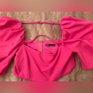 ZARA hot pink crop